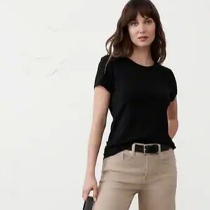 Adrienne Vittadini Black Short Sleeve Crewneck Top